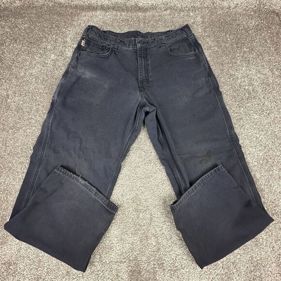 Carhartt Flame Resistant Chino Pants Mens 36x30 Original Fit Navy Blue Cat 2 - Picture 1 of 12